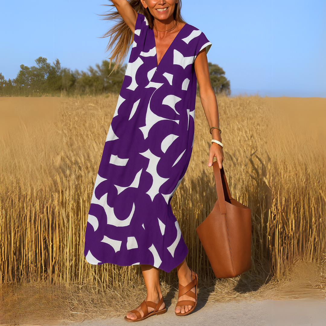 Gabby - Langes Kleid Mit V-ausschnitt