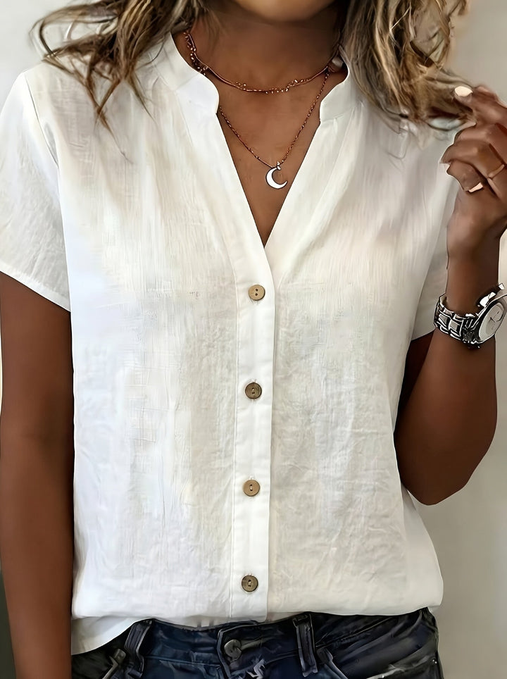 Salish – Kurzarm Bluse Mit Knöpfen