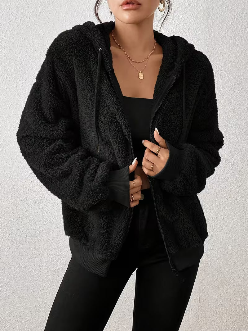 Keriana – Lässige, Warme Kapuzen Jacke Aus Flauschigem Fell