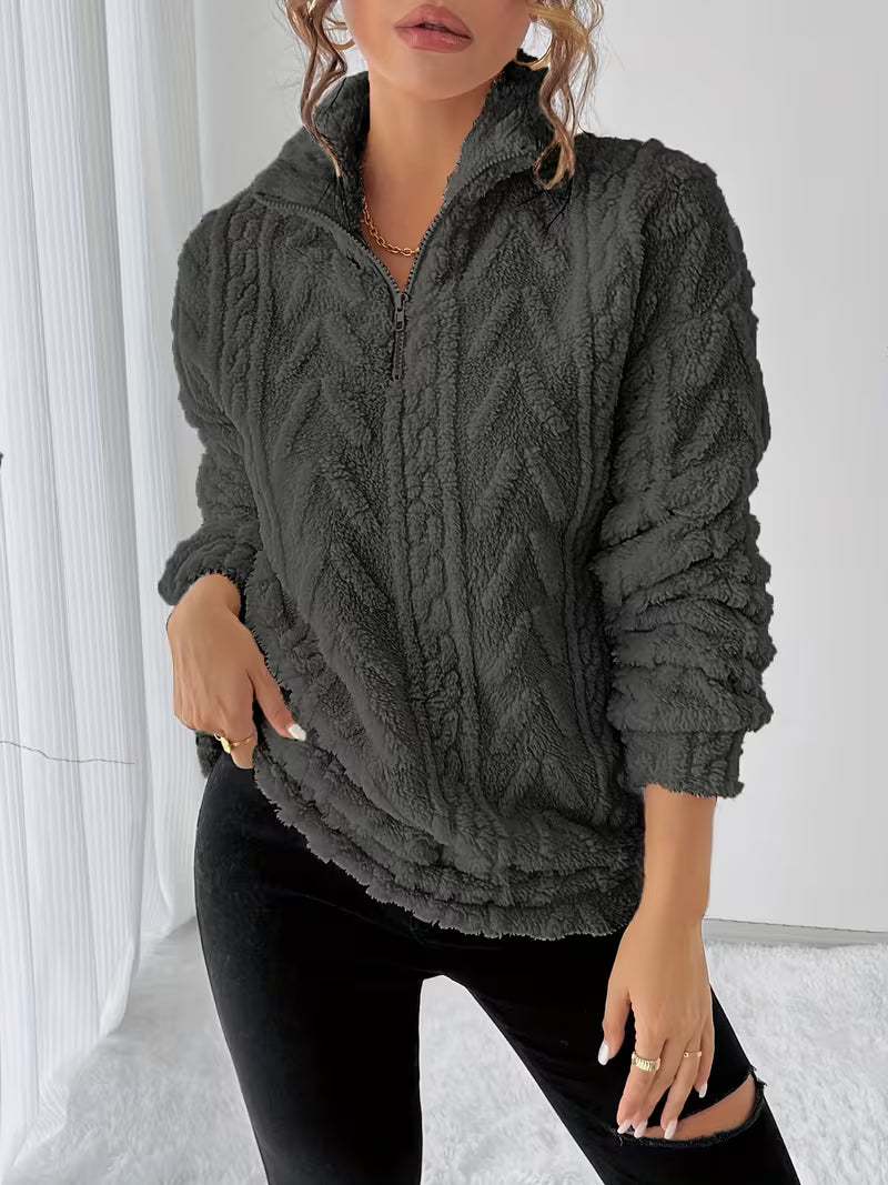 Nessia – Vielseitiges, Warmes Fleece-Sweatshirt