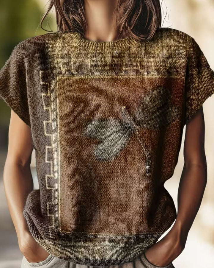 Dyniza – Strick Pullover Mit Libellen Drucken