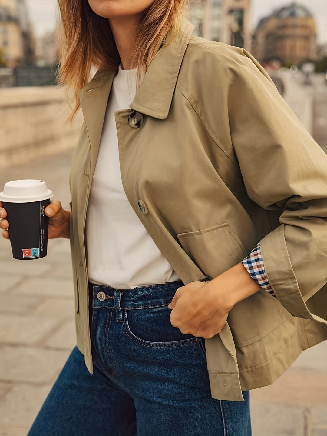 Alyona - Stylische Langarm Jacke Mit Knopfleiste