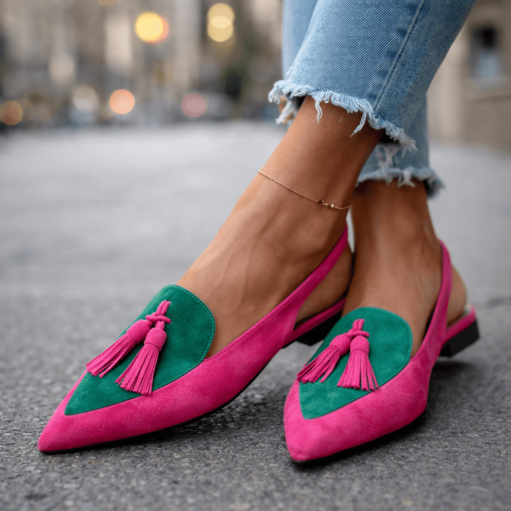 Eveliina – Slingback-Ballerinas mit Quaste Und Spitzer Zehenpartie