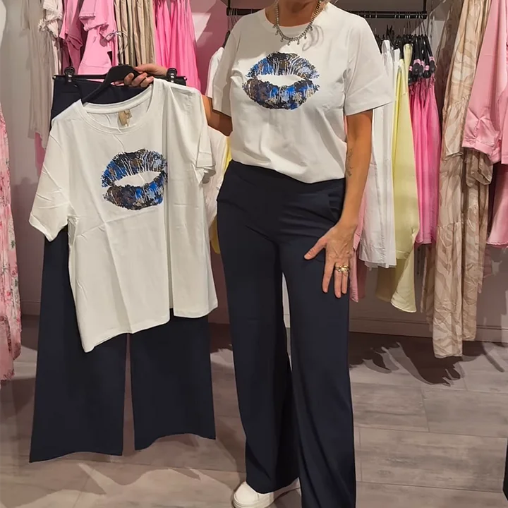 Lynnia – Set Aus Bedrucktem Oberteil Und Hose
