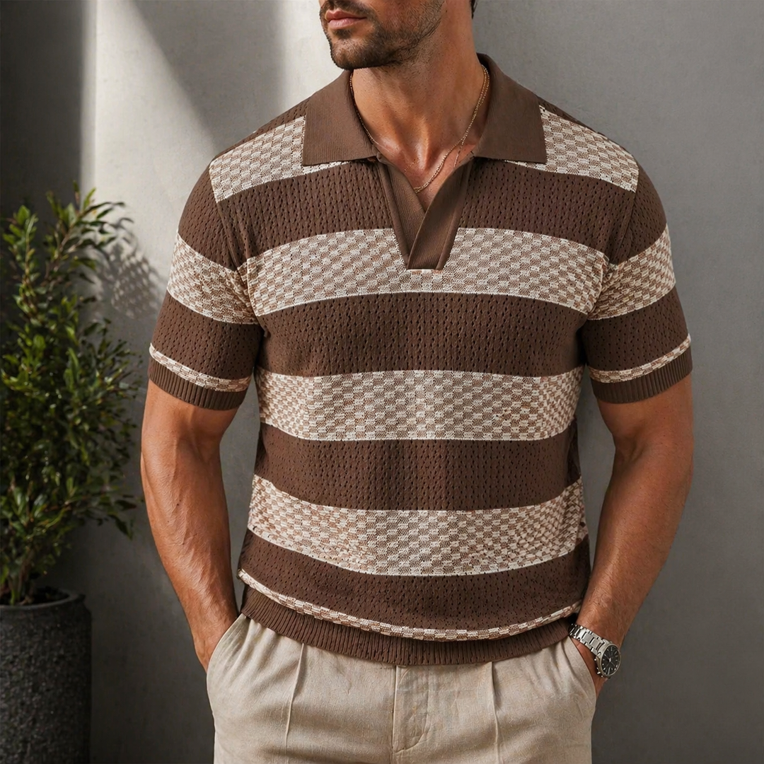 Leunard – Gestreiftes Strick-Polo Hemd