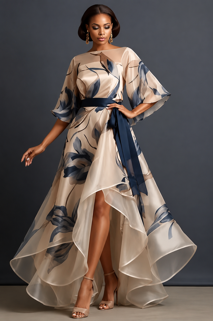 Lunara – Fließendes Maxikleid aus Chiffon mit Blumenmuster