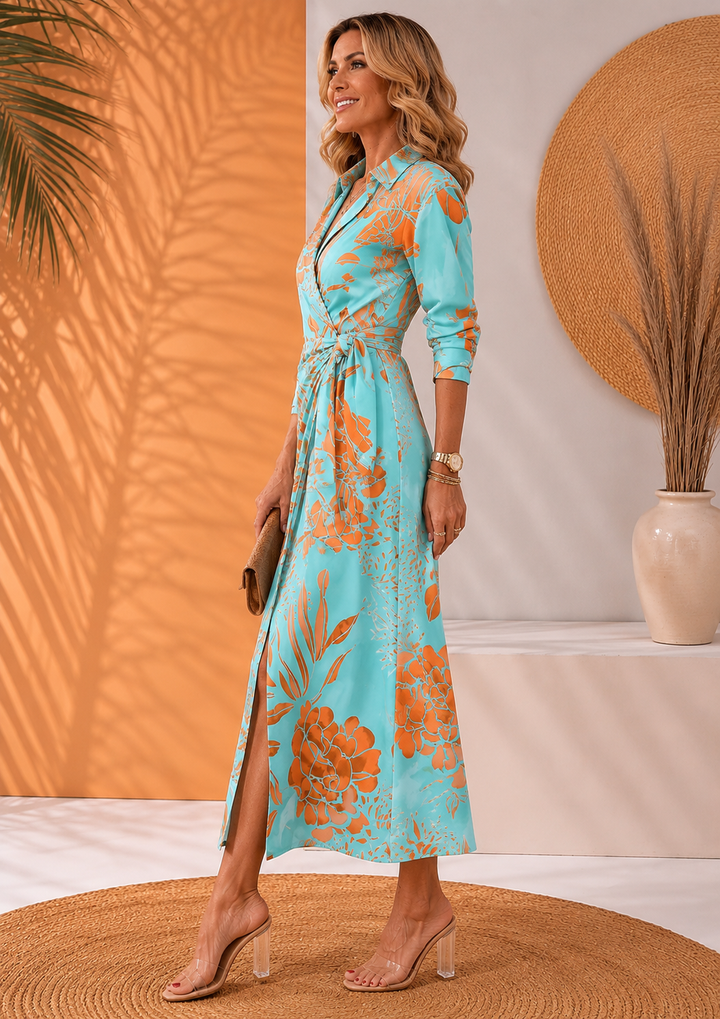 Olivera - Elegantes Maxikleid Mit Bindeband