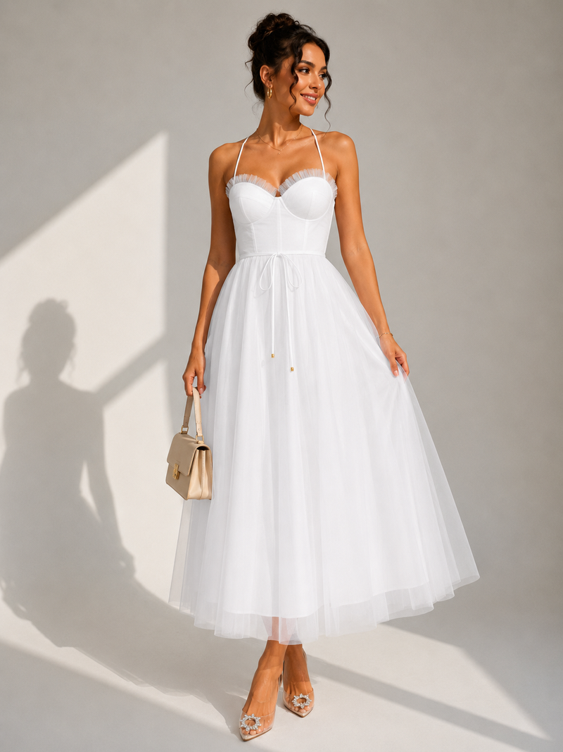 Chiyoko - Elegantes Midikleid Mit Offenem Rücken