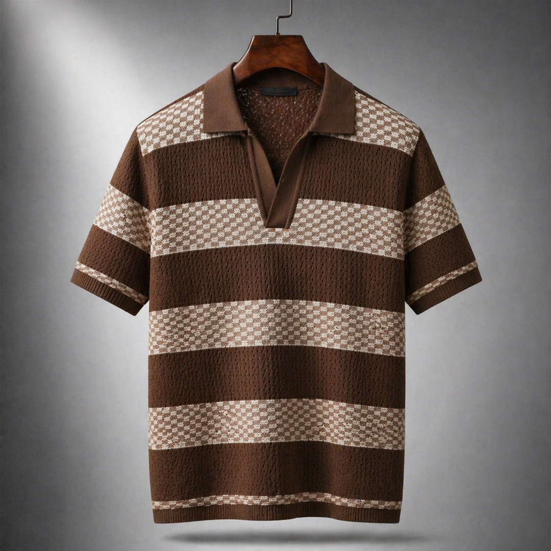 Leunard – Gestreiftes Strick-Polo Hemd