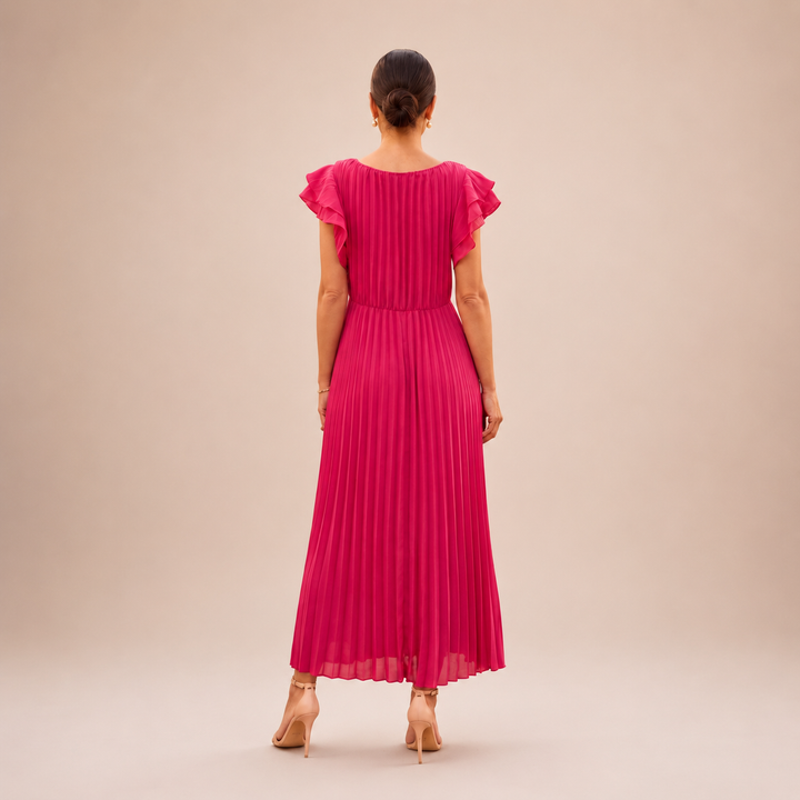 Linyza – Kurzärmeliges Plissee Kleid