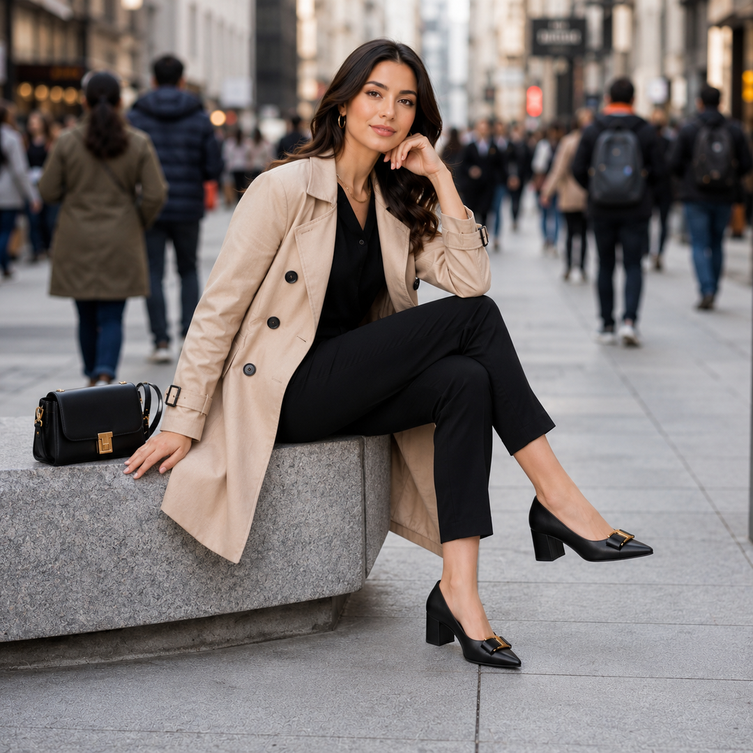 Hadeel - Schuhe MIT Spitzer Zehenpartie Blockabsatz Und Schleifenschnalle