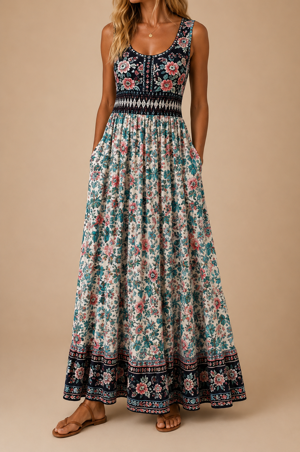Raqual – Maxikleid mit Blumenmuster Und Taschen