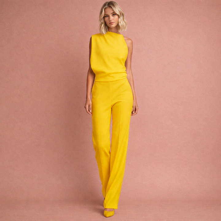 Mishel - Ärmellos Weite Beine Jumpsuit