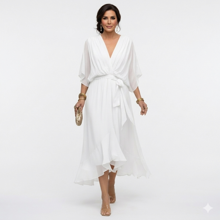 Zagda – Elegantes Midikleid Mit V-ausschnitt