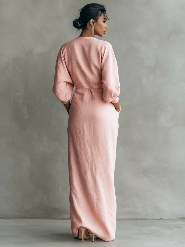 Konika – Minimalistisches Maxikleid Mit V-Ausschnitt