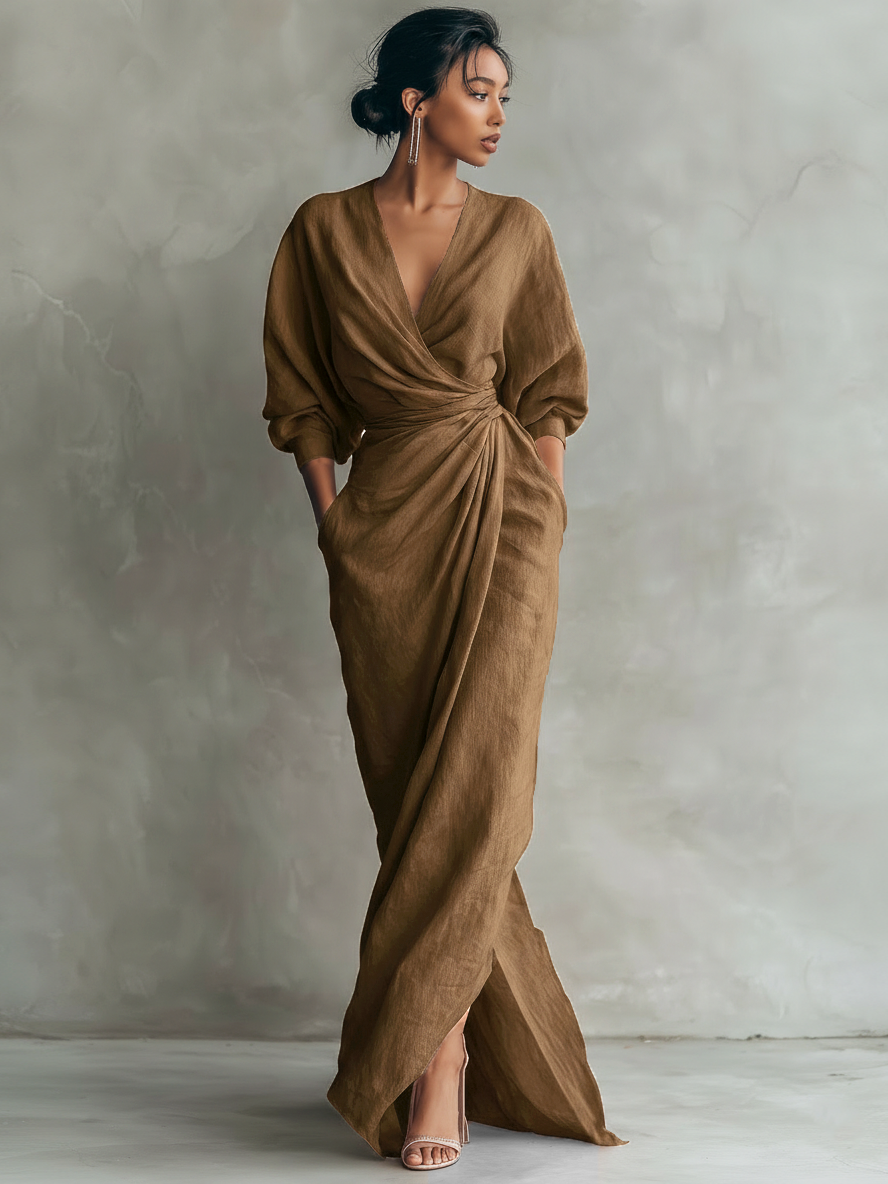 Konika – Minimalistisches Maxikleid Mit V-Ausschnitt