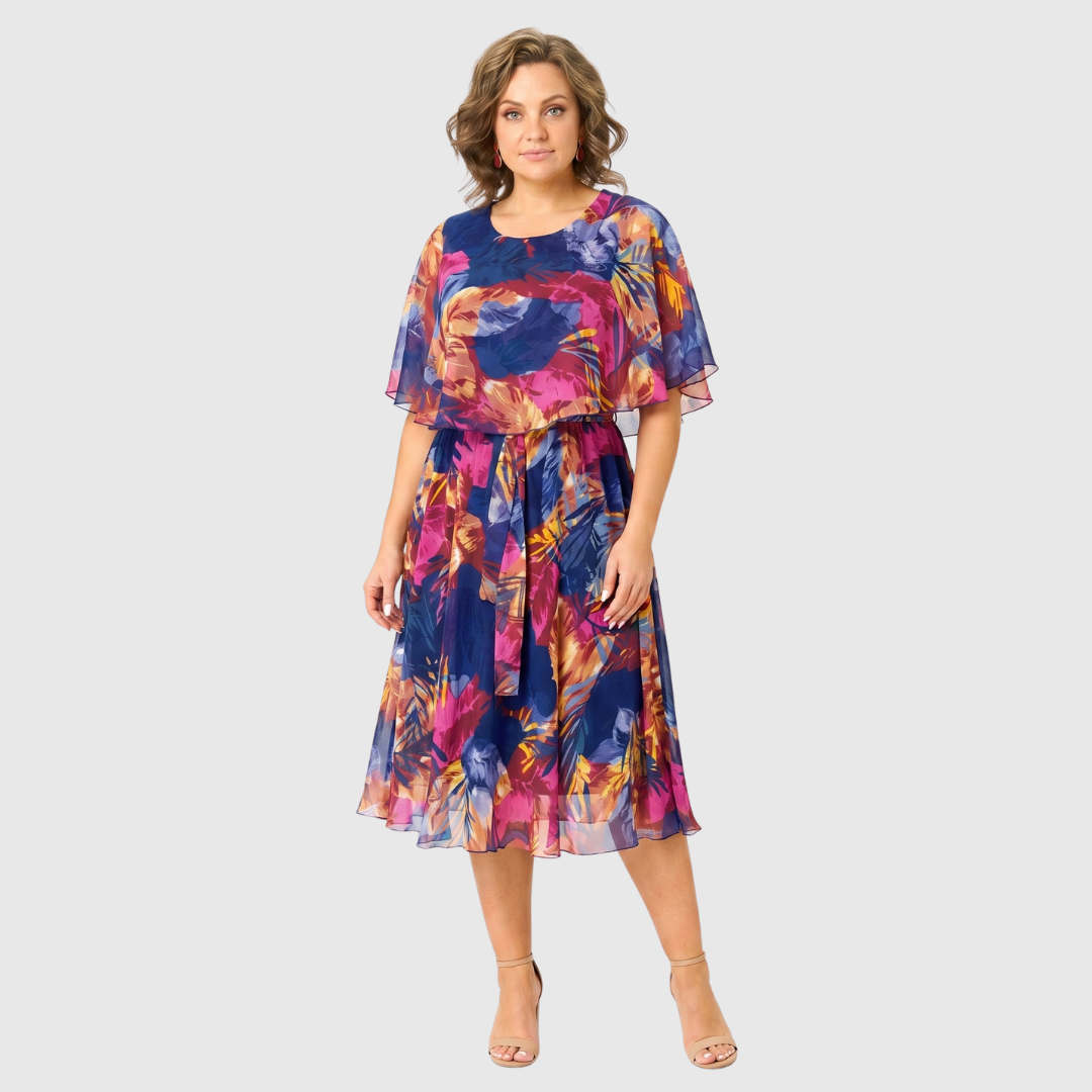 Irenen – Midi-Kleid aus Chiffon mit Blumenmuster