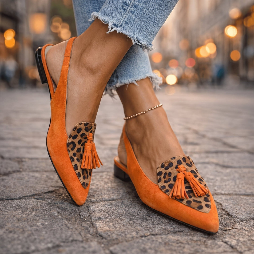 Eveliina – Slingback-Ballerinas mit Quaste Und Spitzer Zehenpartie