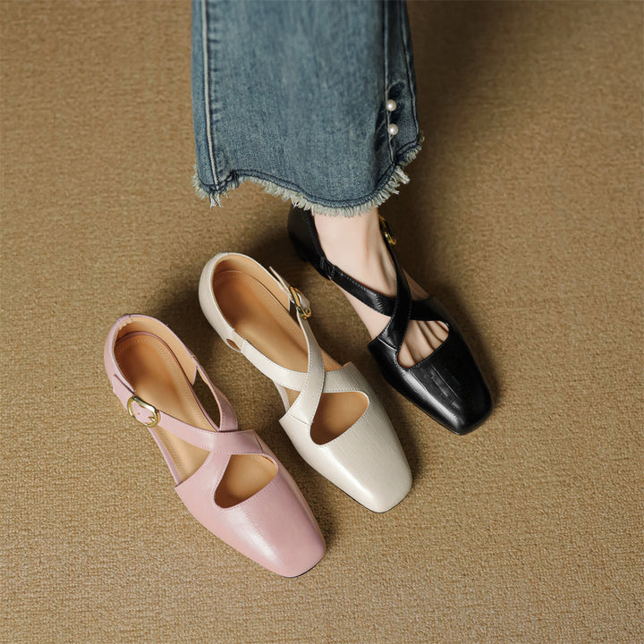 Malena - Leder Kreuzriemen Schuhe
