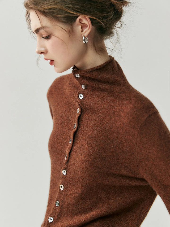 Areum - Langärmelige Kaschmir Strickjacke Mit Knopfleiste