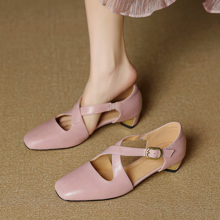 Malena - Leder Kreuzriemen Schuhe