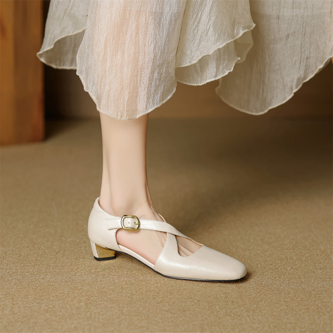 Malena - Leder Kreuzriemen Schuhe