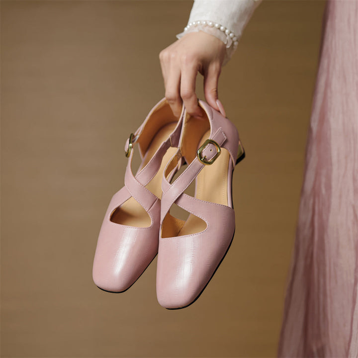 Malena - Leder Kreuzriemen Schuhe