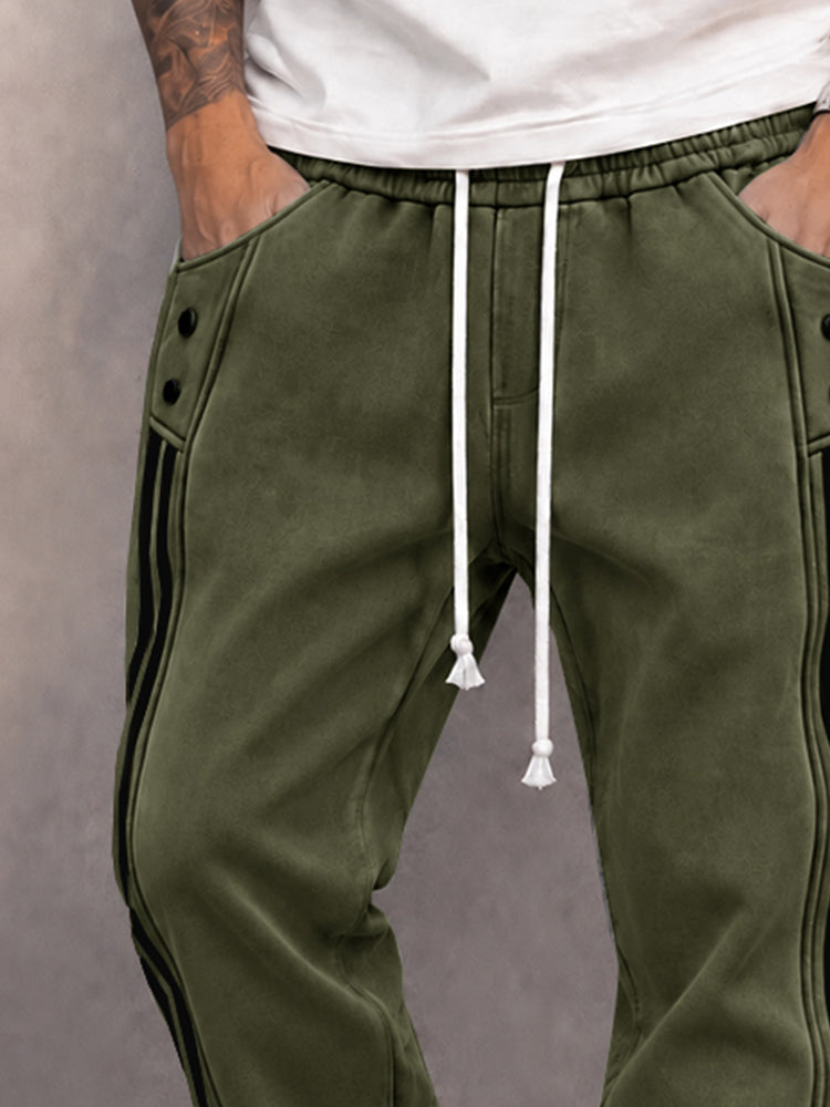 Danley - Lässige Jogging Hose Aus Kunstwildleder Mit Seitlichem Streifen