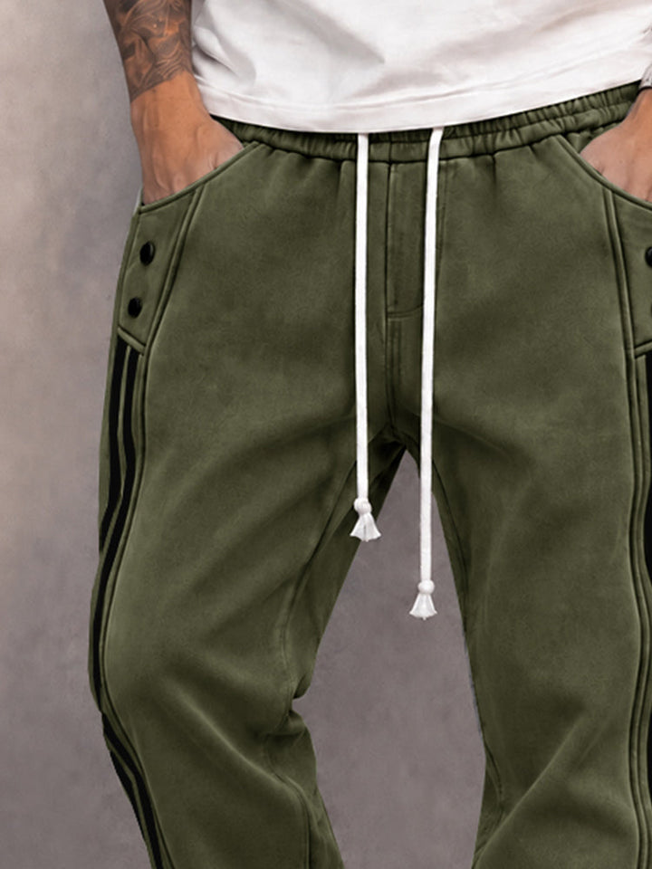 Danley - Lässige Jogging Hose Aus Kunstwildleder Mit Seitlichem Streifen