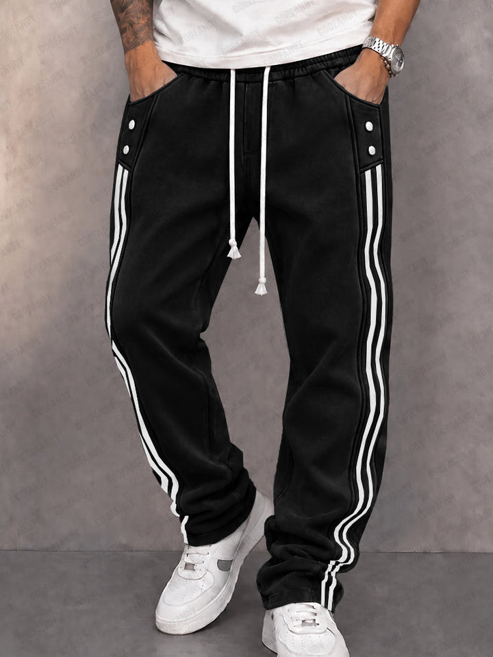 Danley - Lässige Jogging Hose Aus Kunstwildleder Mit Seitlichem Streifen