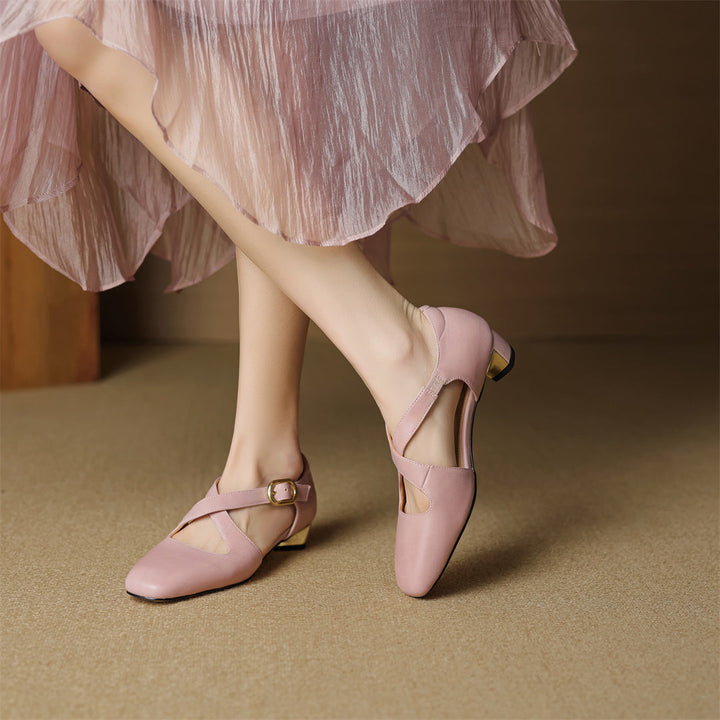 Malena - Leder Kreuzriemen Schuhe