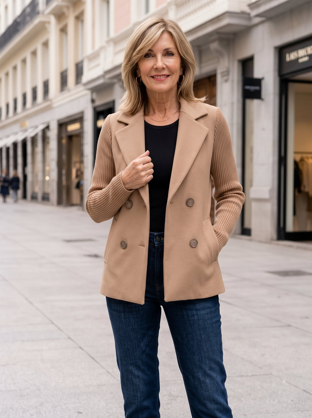 Nahide – Blazer mit Gerippten Ärmeln Und Reverskragen