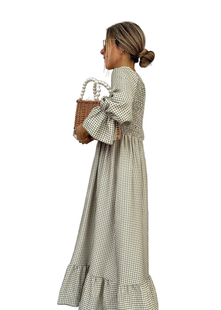 Helenee - Kariertes Maxikleid Mit Rundhalsausschnitt