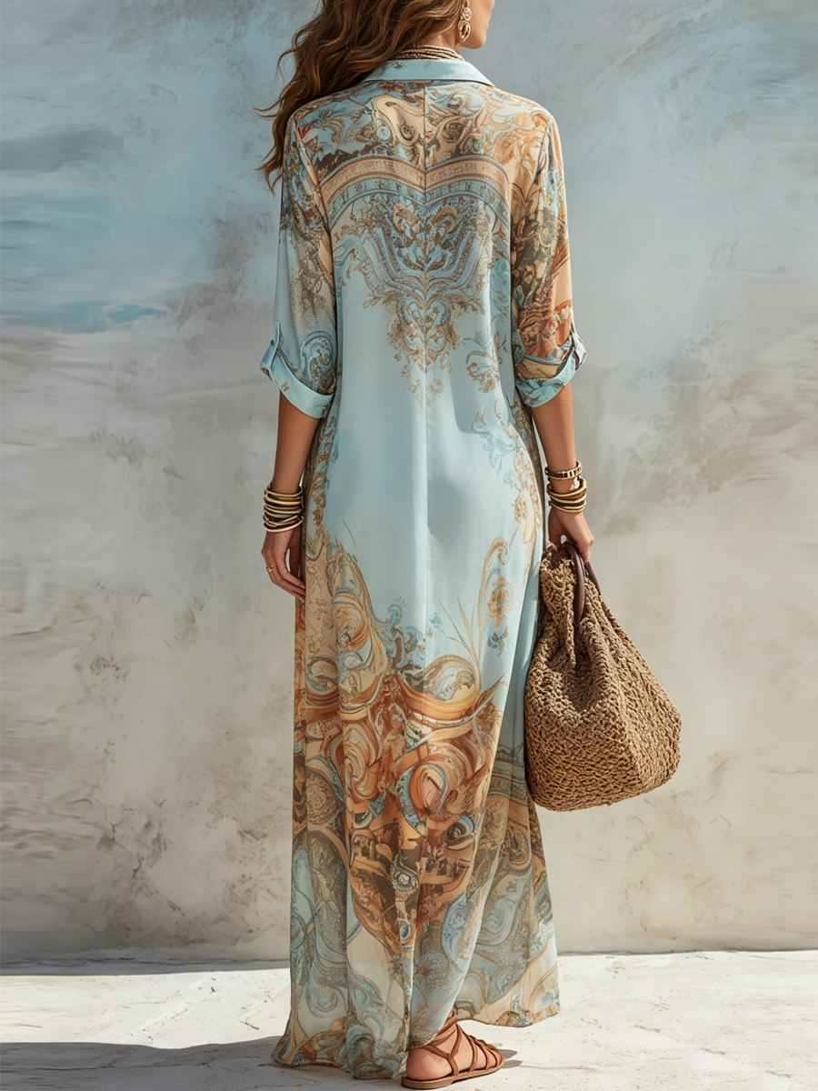 Kristien – Bedrucktes Maxikleid mit Knopfleiste