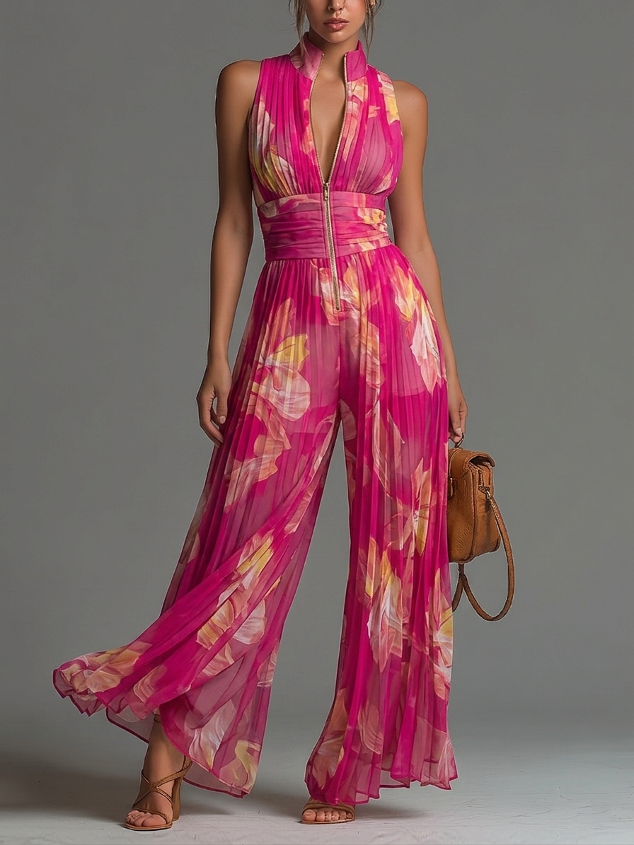 Sandria - Jumpsuit Mit Reißverschluss Und Blumenmuster