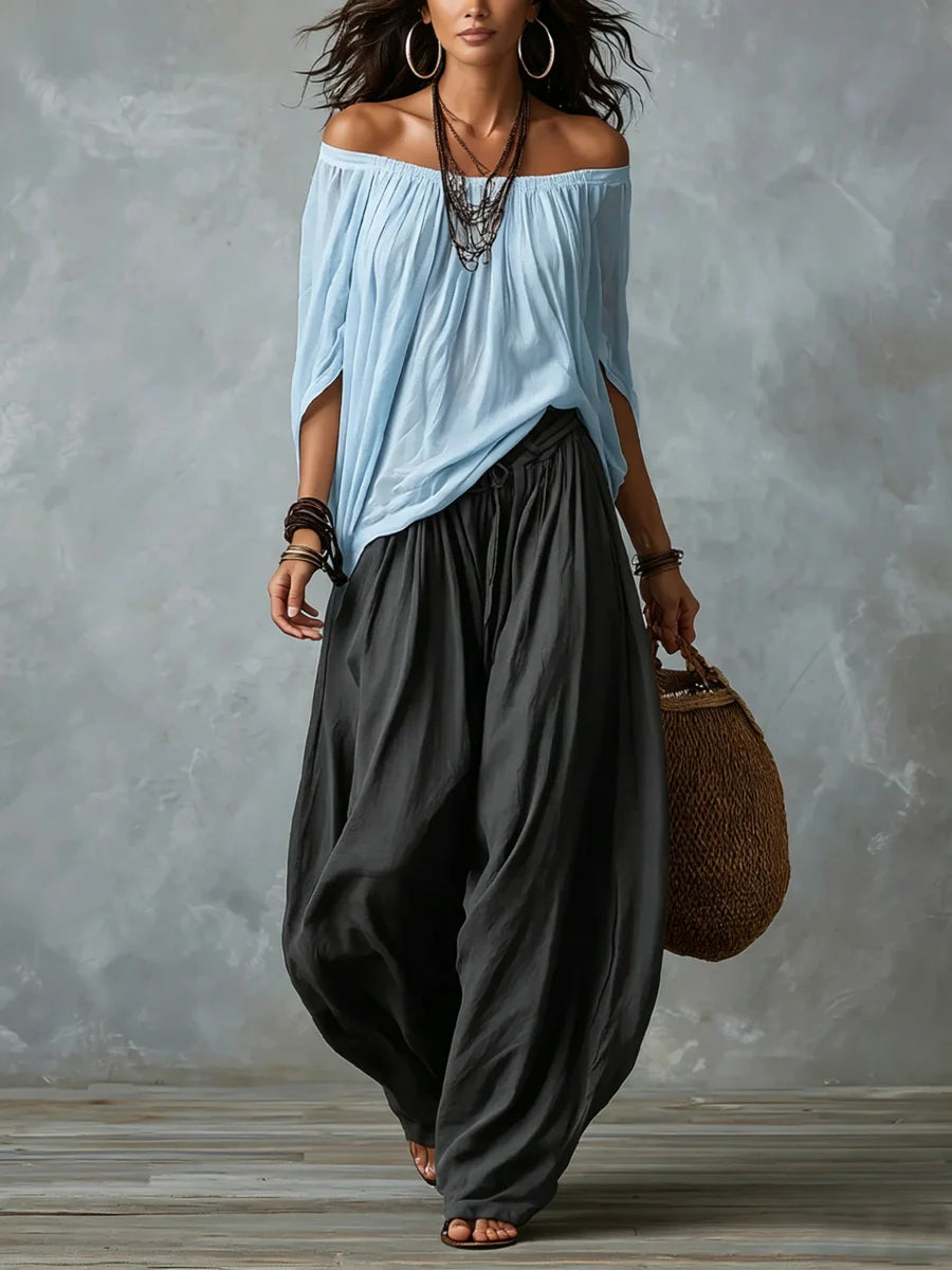 Joryna – Set Aus Asymmetrischem Oberteil Und Weiter Palazzo-Hose