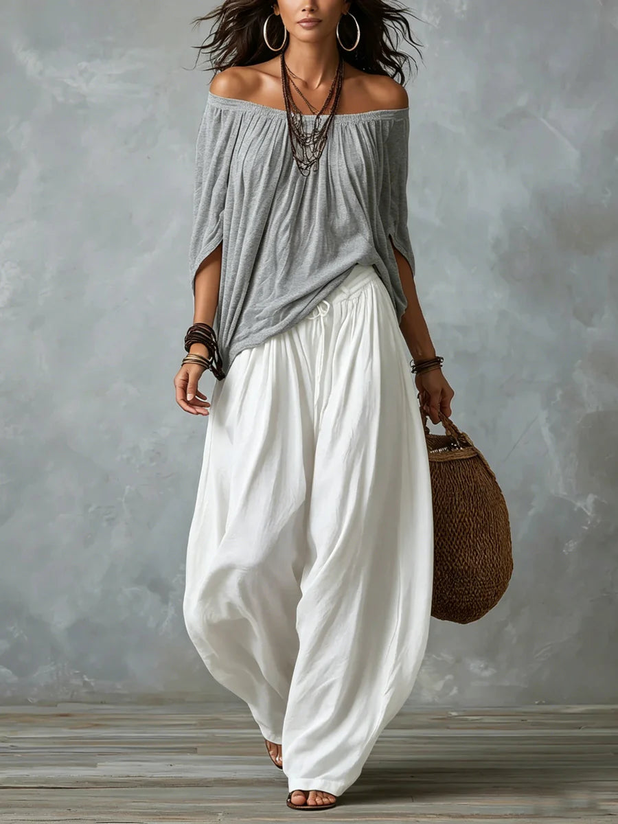 Joryna – Set Aus Asymmetrischem Oberteil Und Weiter Palazzo-Hose