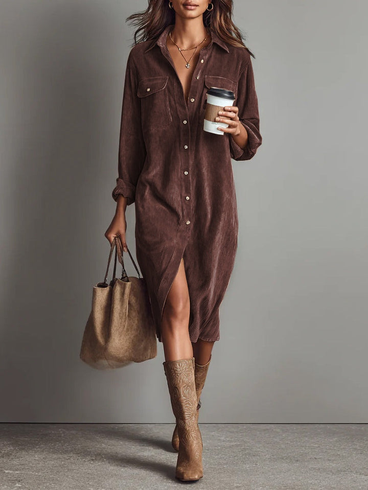 Nurcan – Hemdkleid mit Cord-Struktur und Taschen