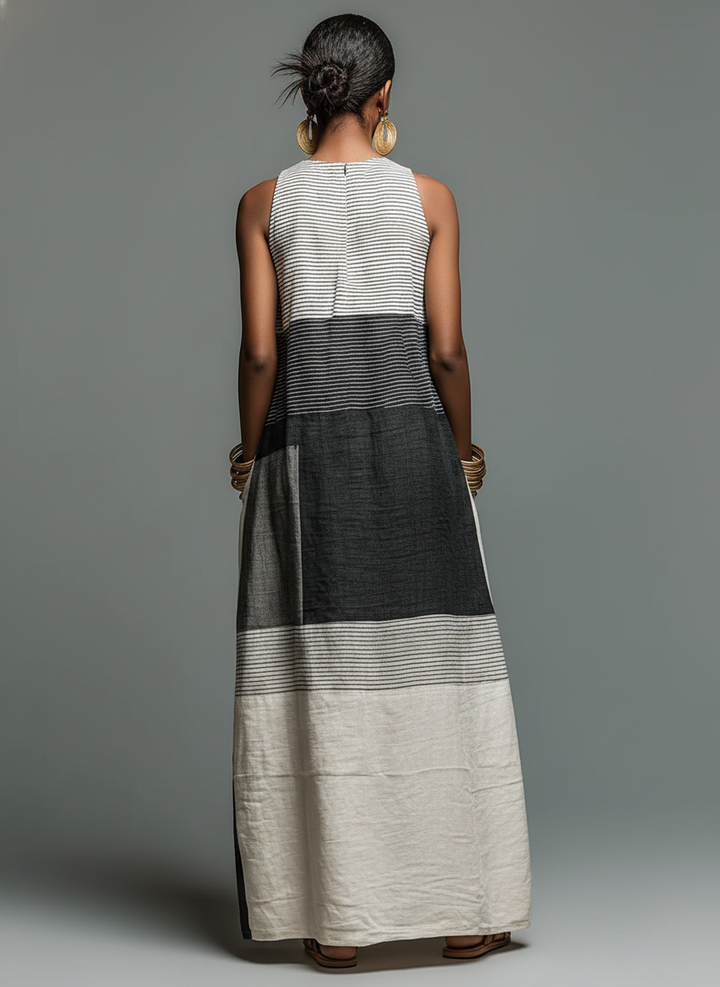 Jynnie – Ärmelloses, Gestreiftes Maxikleid