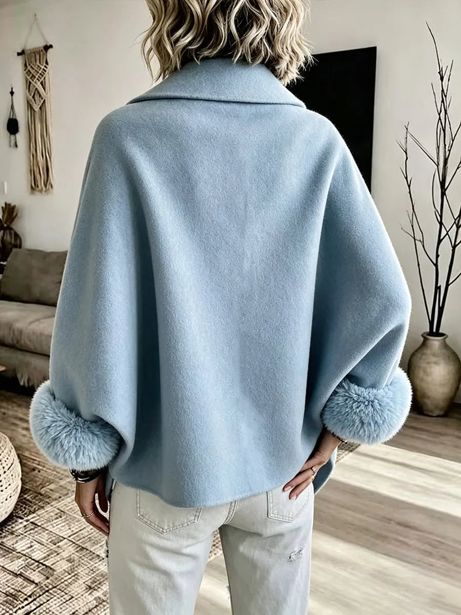 Mikila – Asymmetrische Jacke Aus Wollmischung Mit Kunstfellbesatz