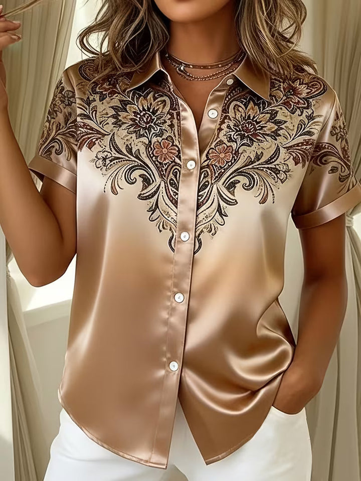 Zirmela – Blusenoberteil Aus Satin Mit Blumenmuster