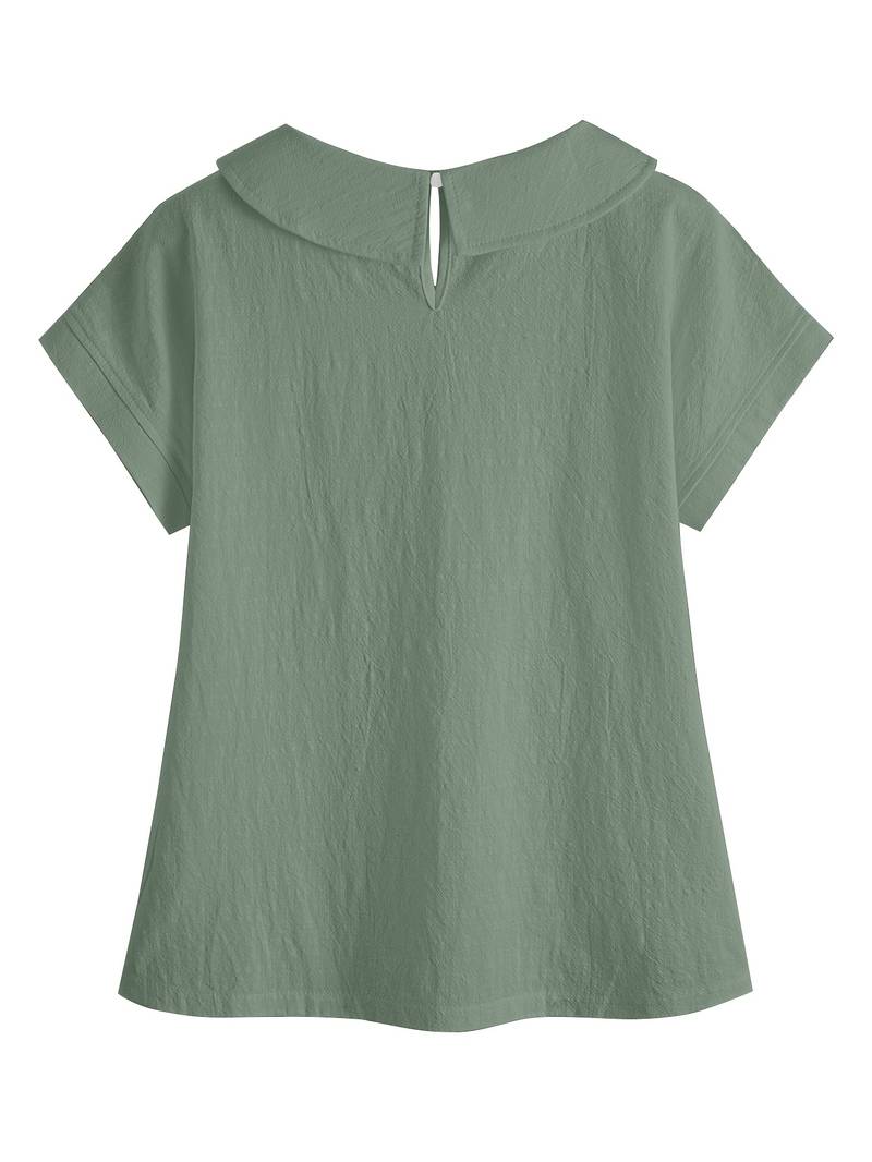 Krischelle - Kurzärmeliger Pullover Mit Spitzenbesatz am Revers