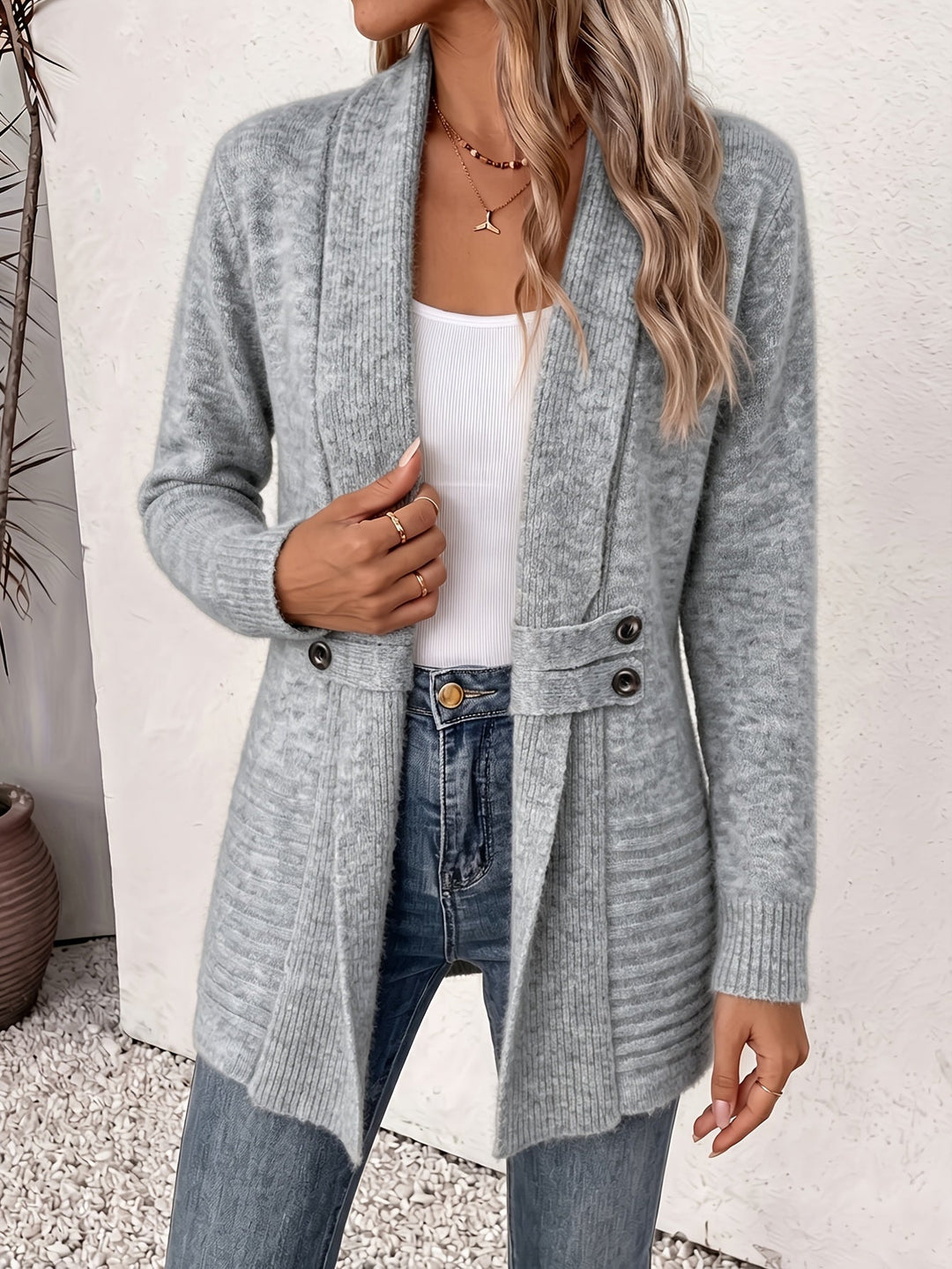 Linsey - Elegante Strick Jacke Mit Offener Vorderseite