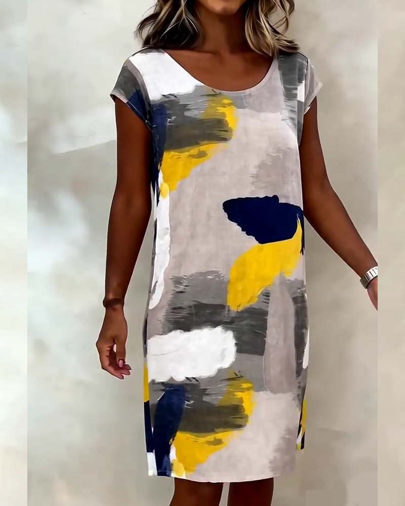Addie – Kleid mit Rundhalsausschnitt und Drucken Tie-Dye