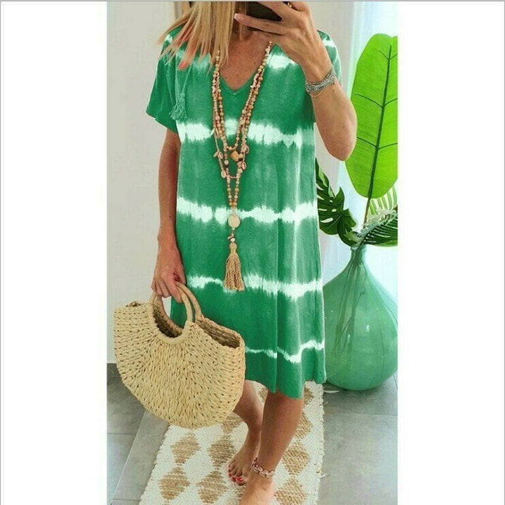 Karlaa - Lockeres Sommer Kleid aus Batik Mit Streifenmuster