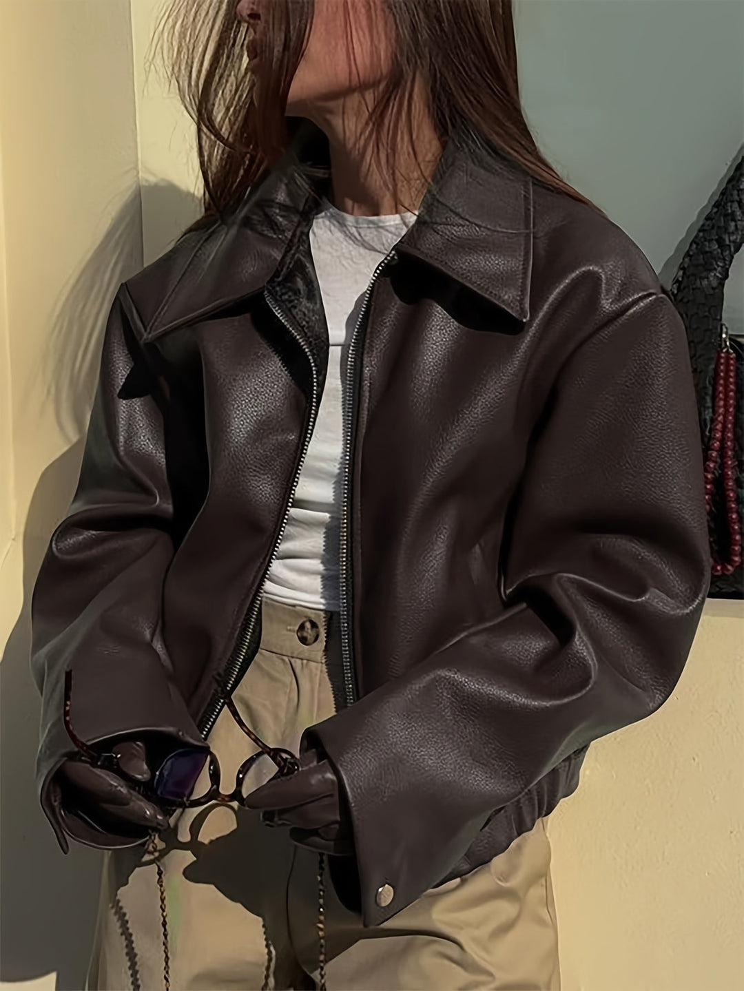 Thida – PU-Lederjacke mit Reißverschluss