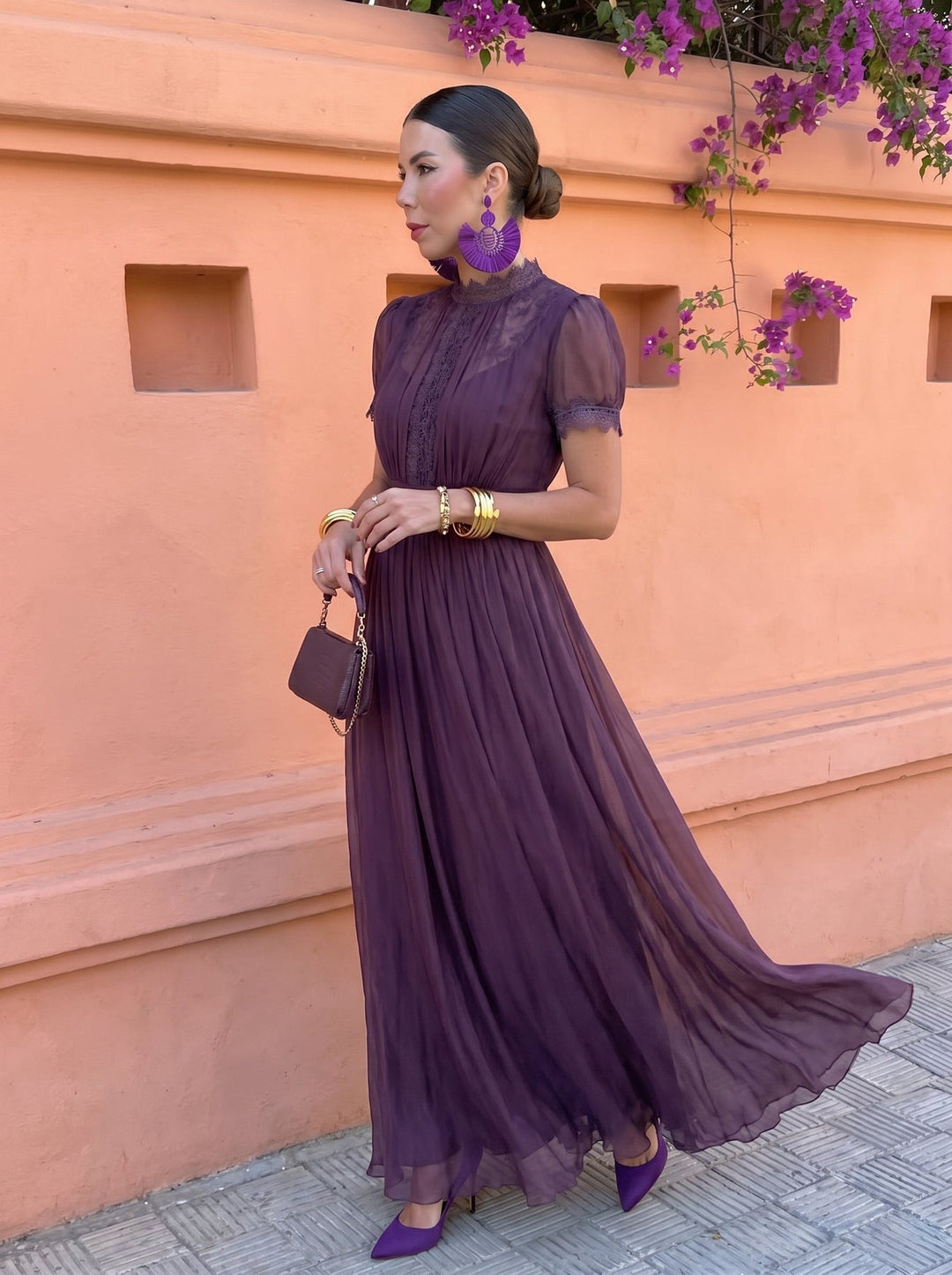 Eshley – Vintage Maxikleid aus Chiffon