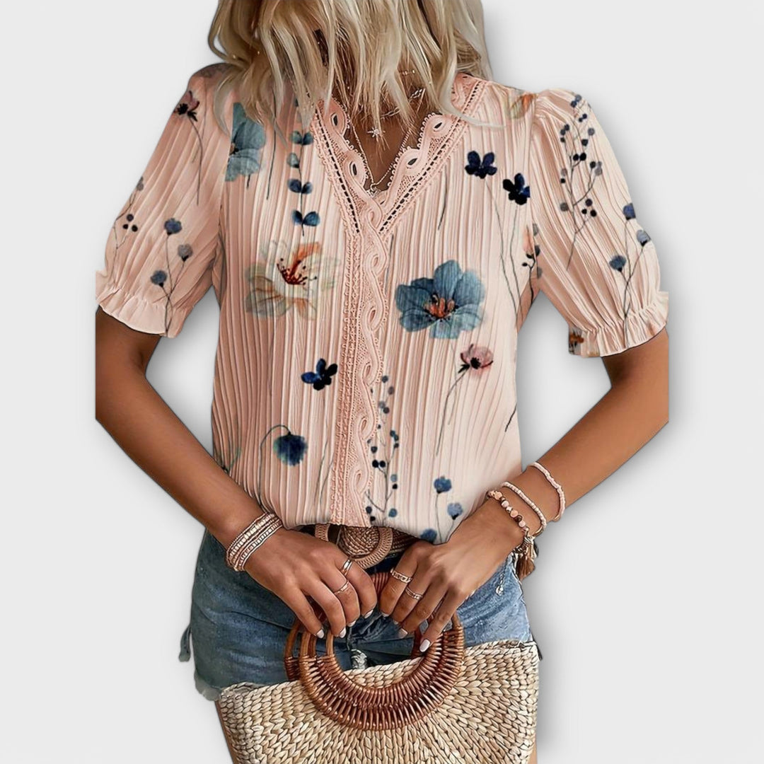 Bruni - Elegante Bedruckte Kurzarm Bluse