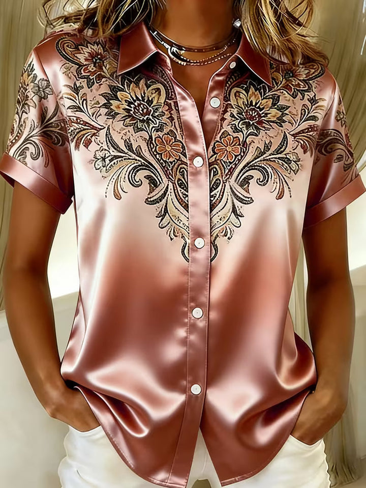 Zirmela – Blusenoberteil Aus Satin Mit Blumenmuster