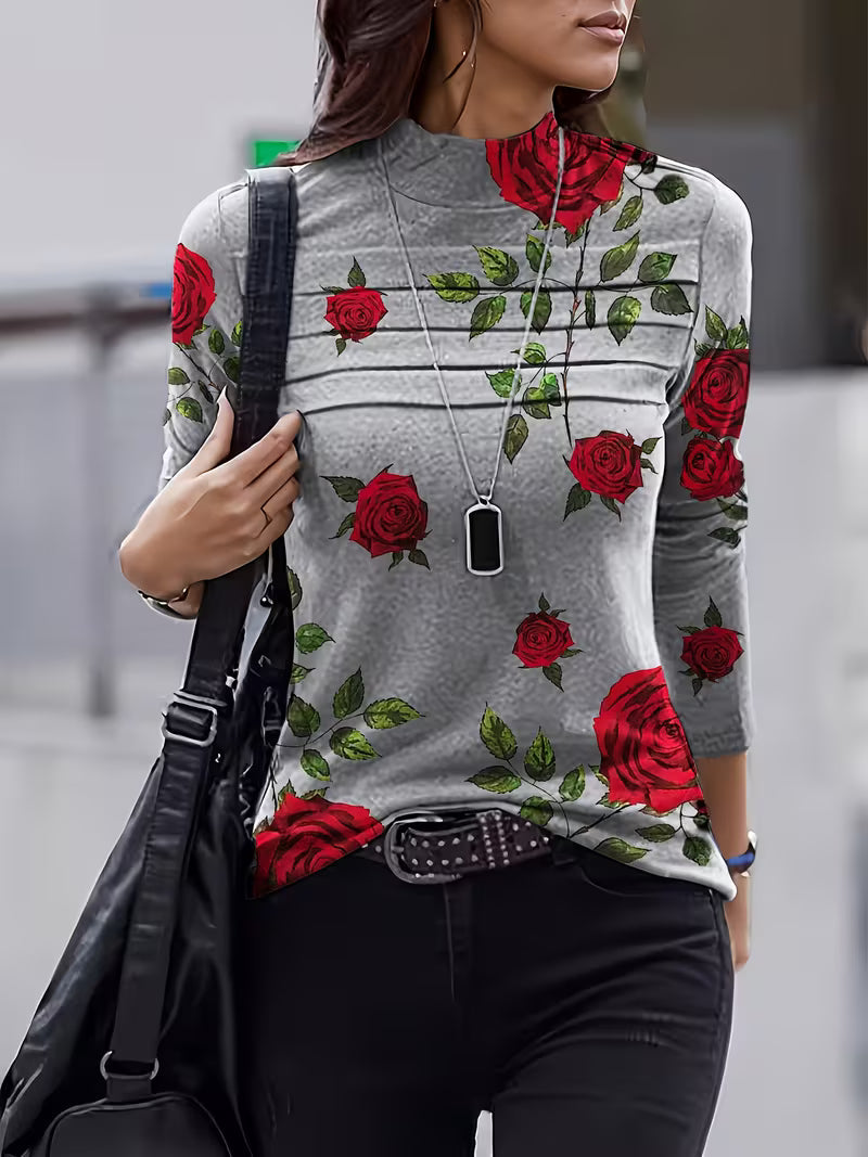 Zinie – Oberteil Mit Blumen Muster Und Stehkragen